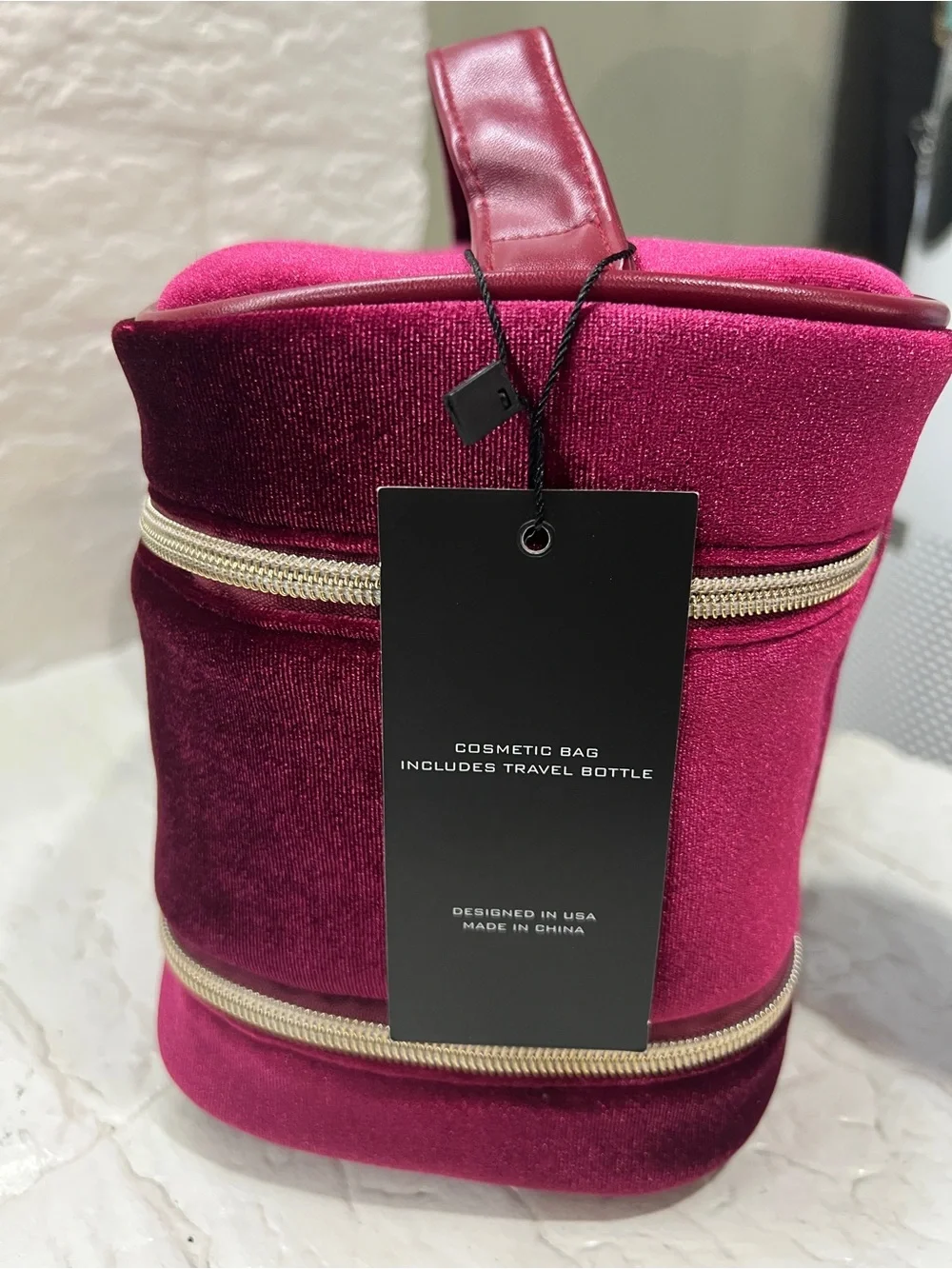 NWT Badgley Mischka Burgundy Velvet Cosmetic Train Case